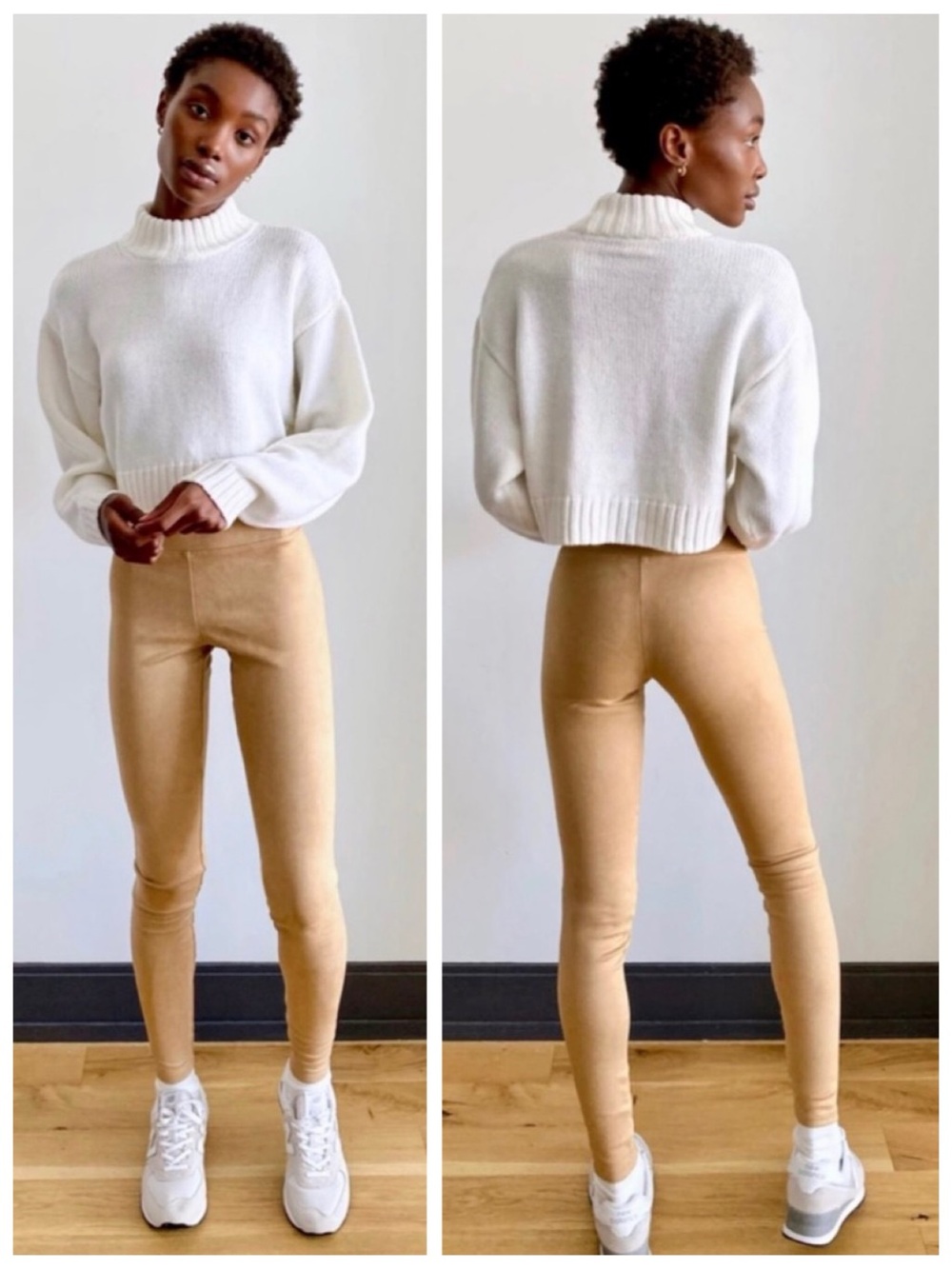 Wilfred Free Daria Pant, High Rise Leggings & Faux Suede Camel Leather sz. S